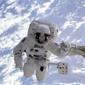 astronaut, space shuttle, space walk