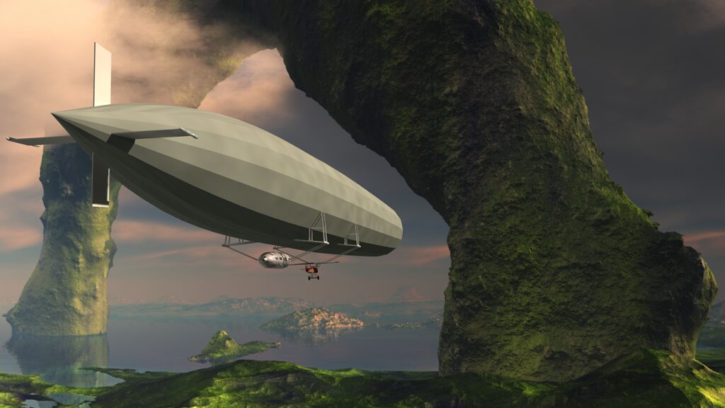 fantasy, airship, flying